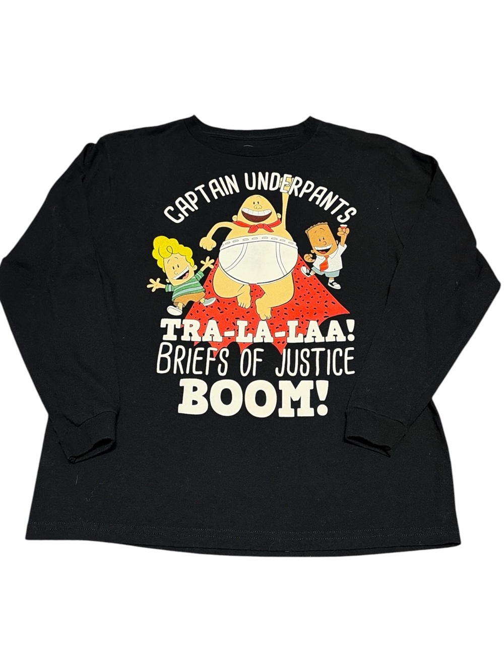 Dreamworks Black Captain Underpants Short Sleeve Tee with Colorful Graphic